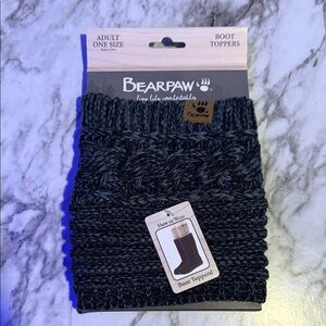 BearPaw Black Grey Sweater Knit Boot Toppers NWT